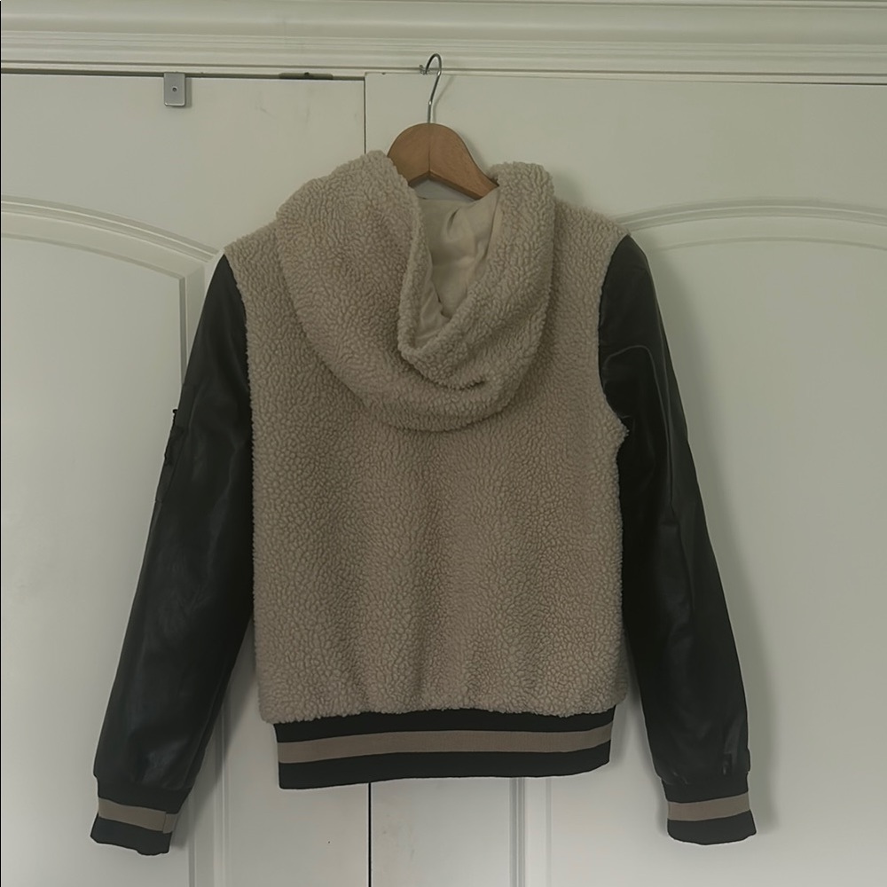 Beige and Black Varsity Jacket - Picture 2 of 4